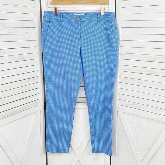 Michael Michael Kors Polkadot Crop Chino Pants Blue White 10 Cotton Twill - Picture 3 of 15